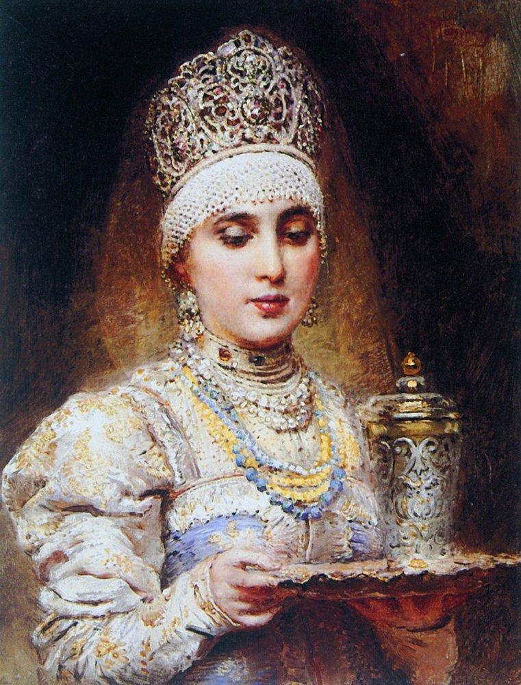 Konstantin Makovsky Boyaryshnya with a Tray 1890 Fine Art Print