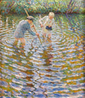Nikolay Bogdanov Belsky Boys Catching Fish 1917 Fine Art Print