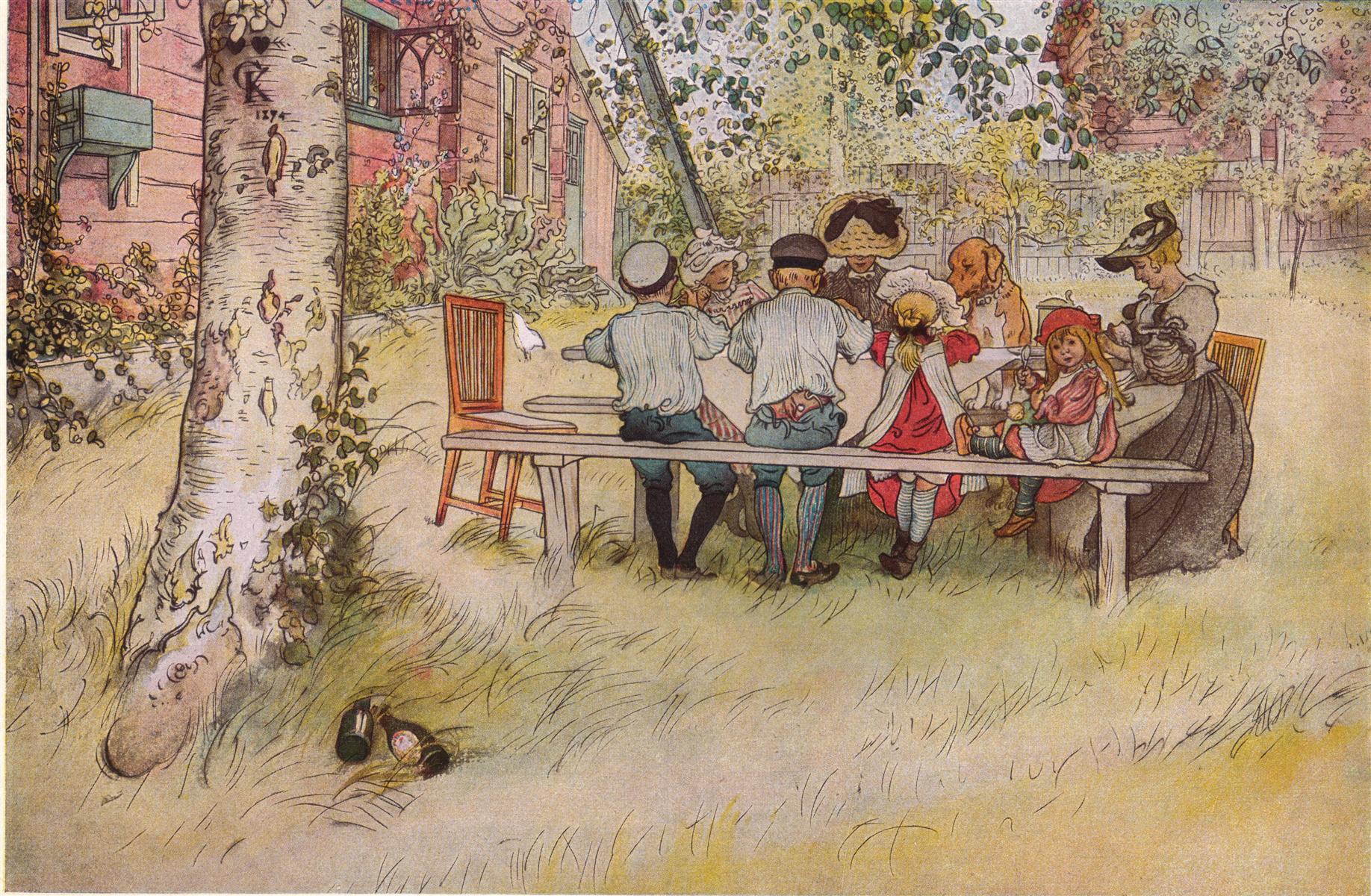 Carl Larsson Breakfast under the Big Birch 1895 Fine Art Print