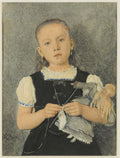 Xavier Mellery Knitting Girl 1921 Fine Art Print