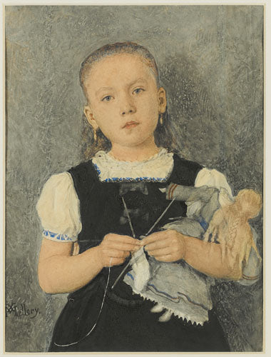 Xavier Mellery Knitting Girl 1921 Fine Art Print
