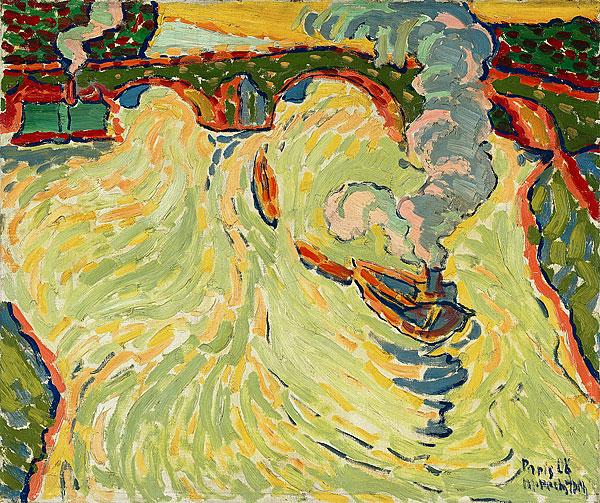 Max Pechstein Bridge Over the Seine with Small Steamer 1908 Fine Art Print