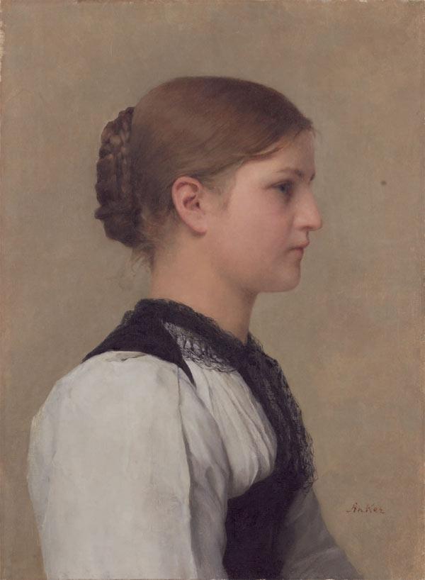 Albrecht Anker Half-length portrait of a girl in traditional Bernese costume 1897 Fine Art Print