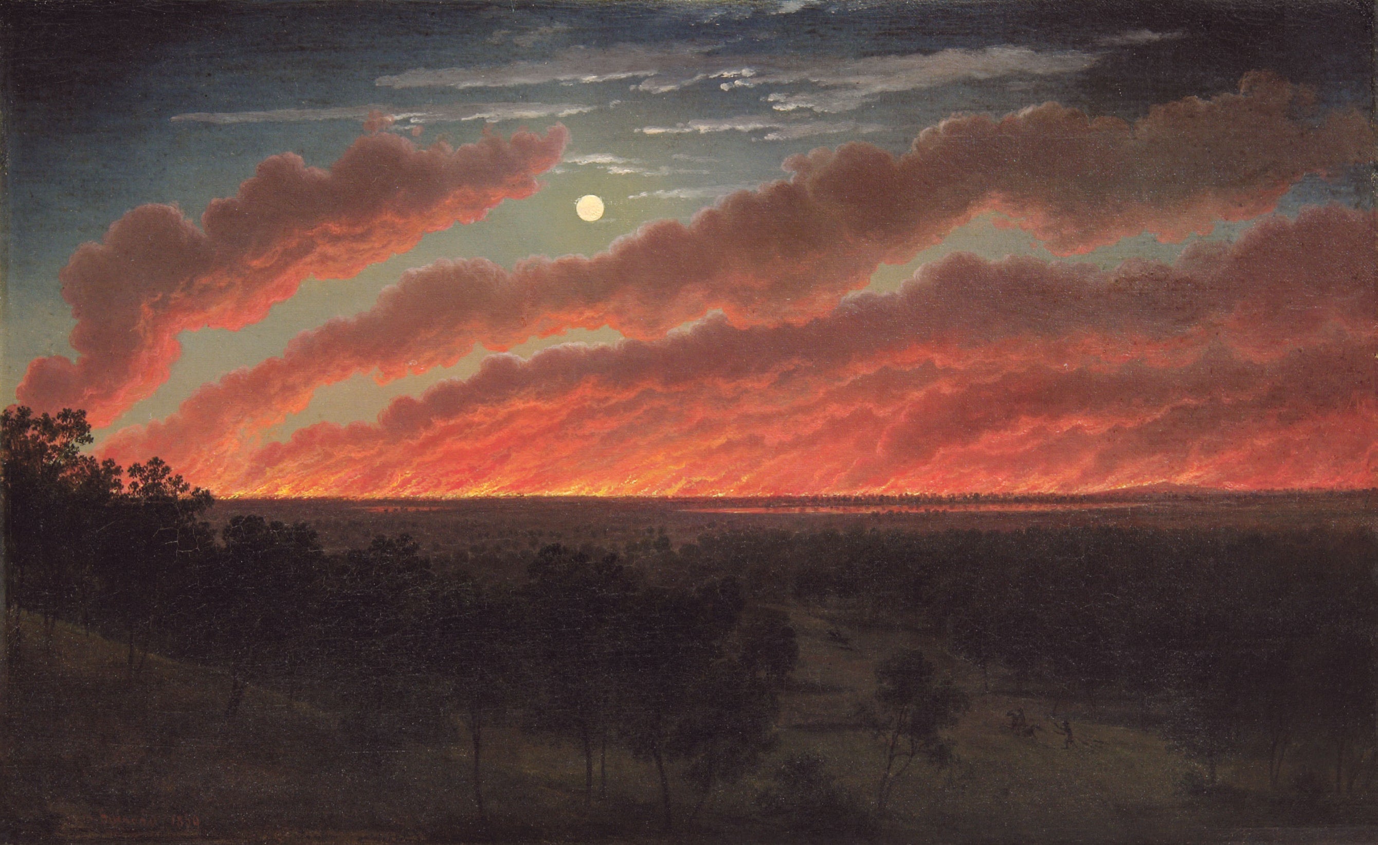 Eugene von Guerard Bush fire between Mount Elephant and Timboon 1857 Fine Art Print