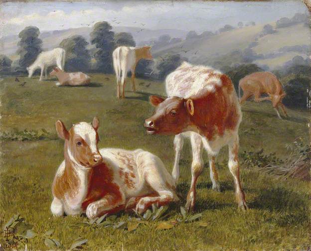 Briton Riviere Calves in a Meadow 1864 Fine Art Print