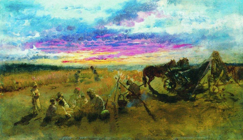 Konstantin Makovsky Campfire. Kachanovka 1888 Fine Art Print