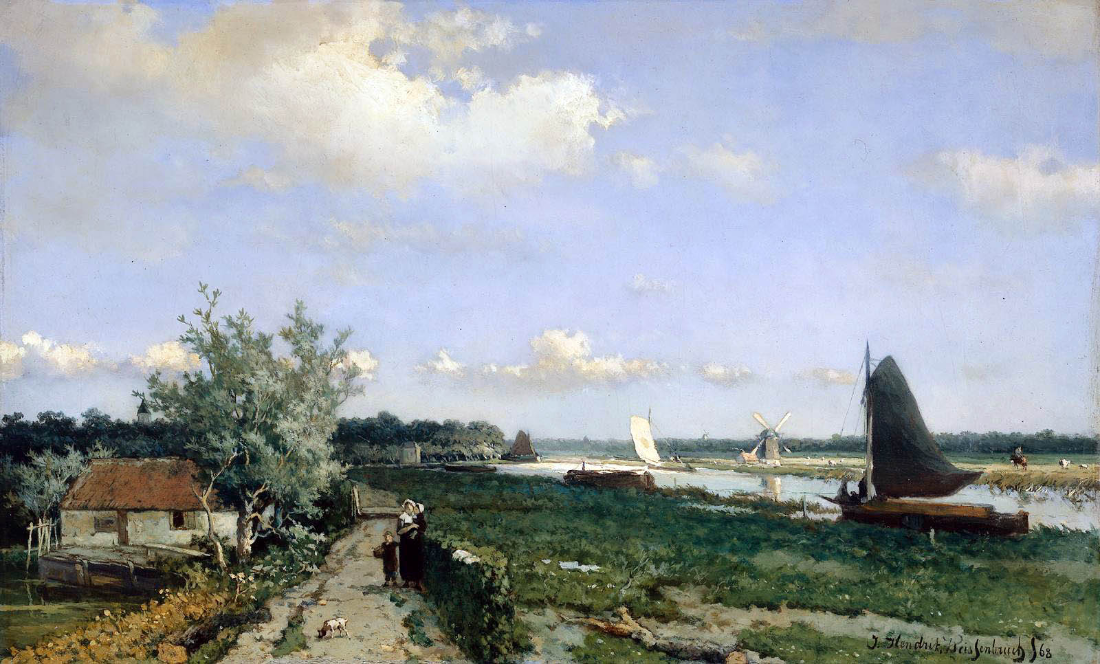 Johan Hendrik Weissenbruch Canal at Rijswijk 1868 Fine Art Print