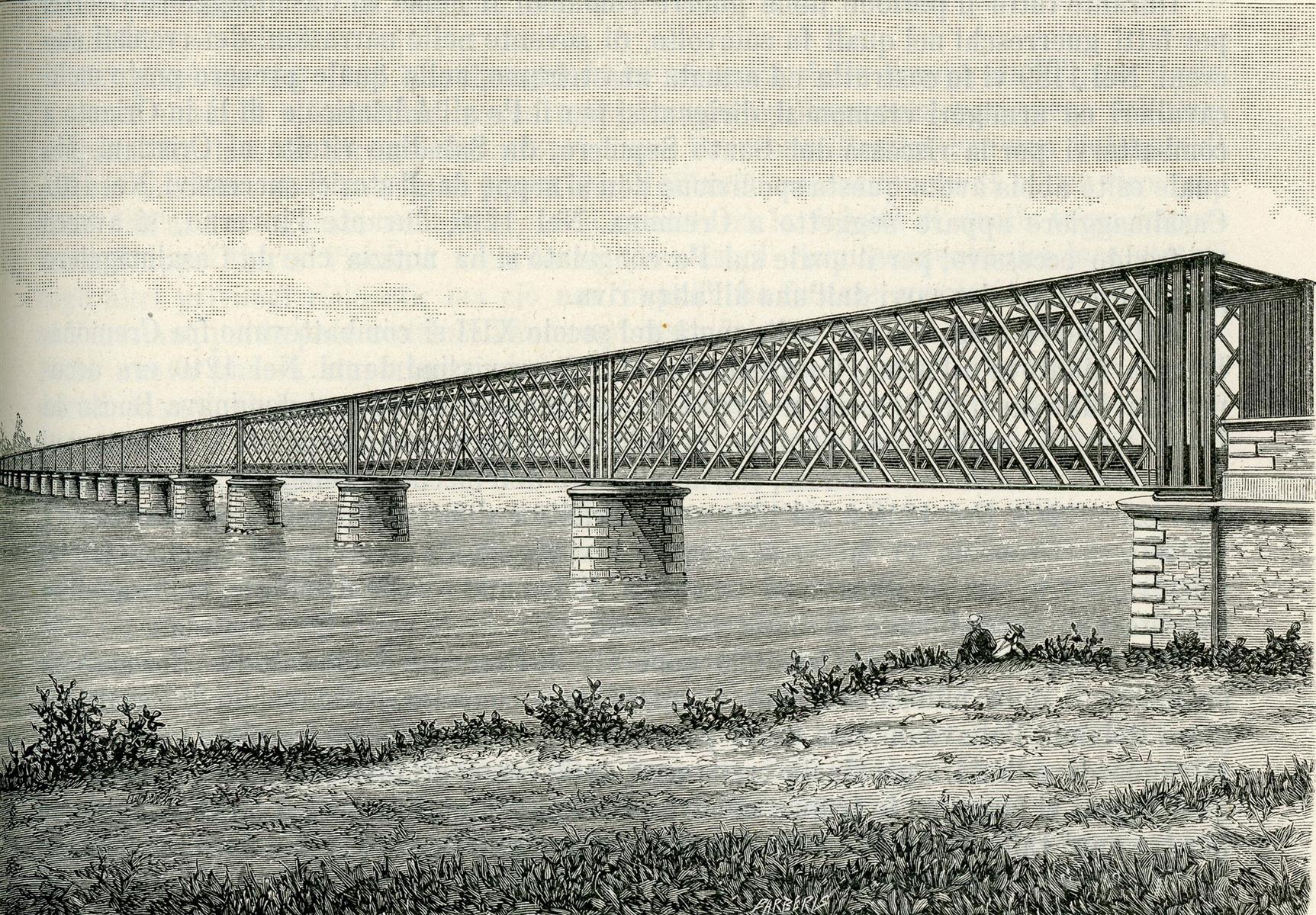 Giuseppe Barberis Gran Ponte in Ferro Sul Po 1899 Fine Art Print