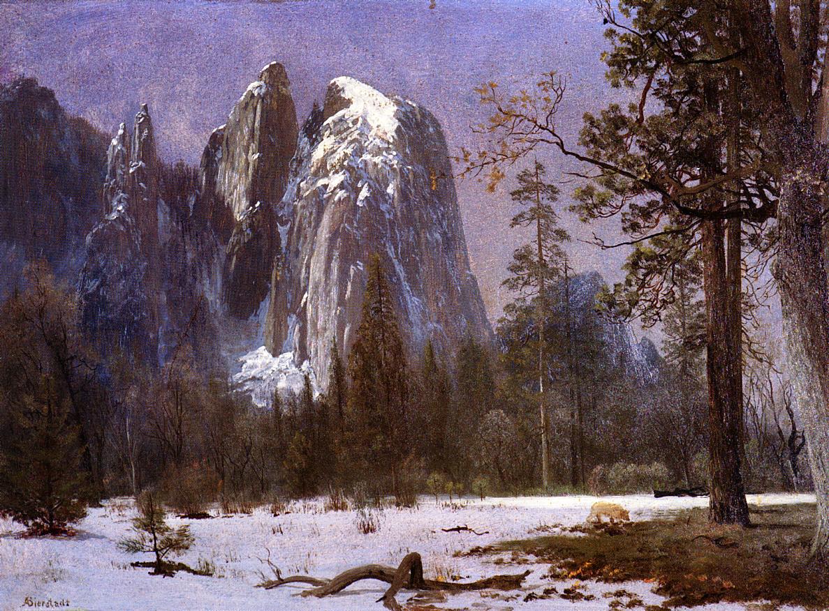 Albert Bierstadt Cathedral Rocks, Yosemite Valley, Winter 1870 Fine Art Print