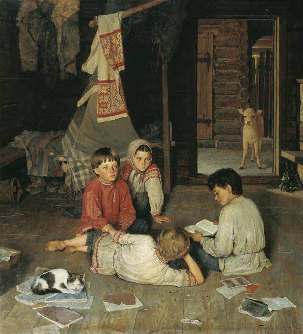 Nikolay Bogdanov Belsky New Fairy Tale 1891 Fine Art Print