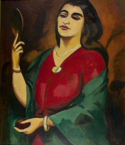 Max Pechstein Charlotte Pechstein with Mirror 1917 Fine Art Print