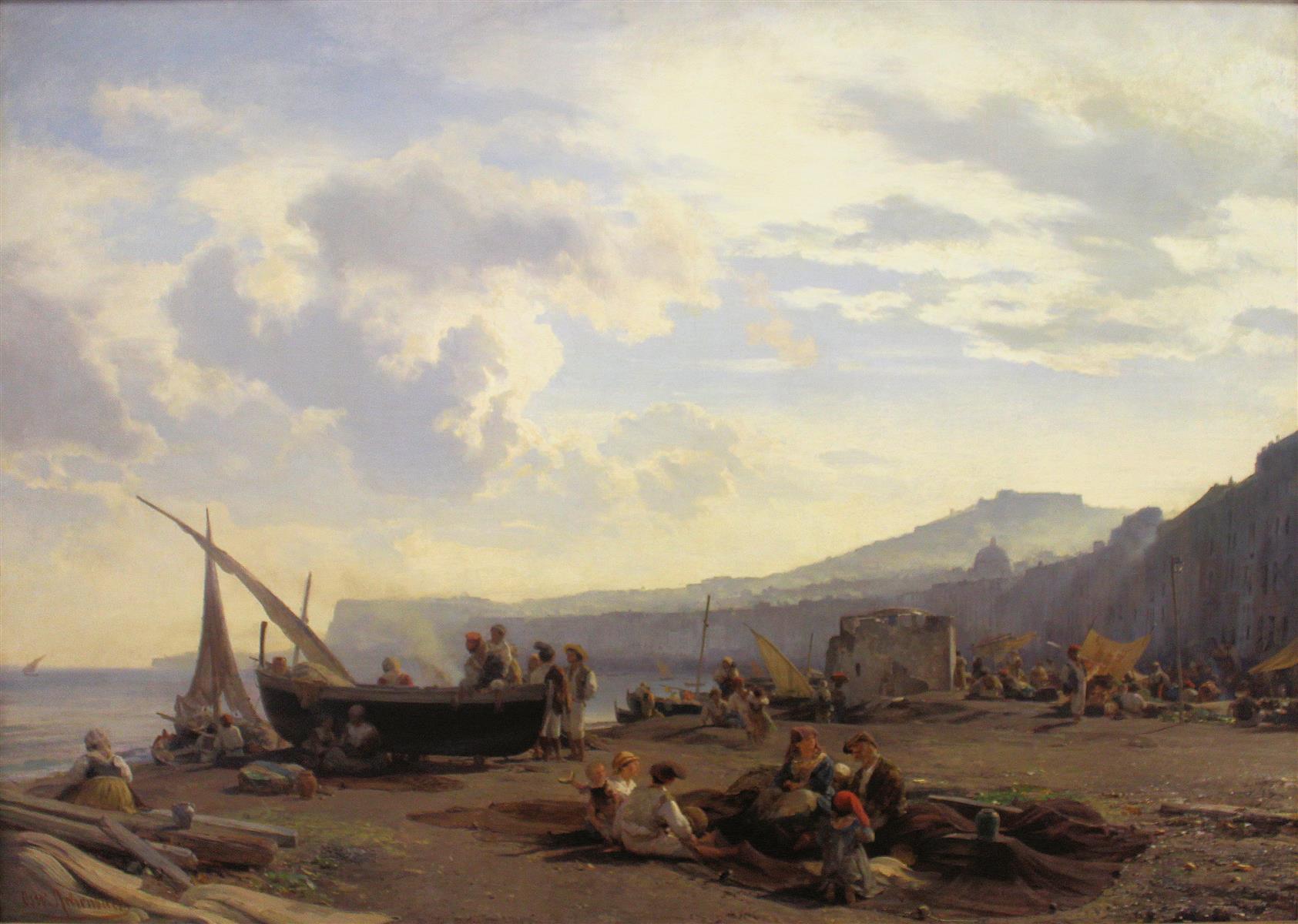 Oswald Achenbach Beach Scene 1859 Fine Art Print