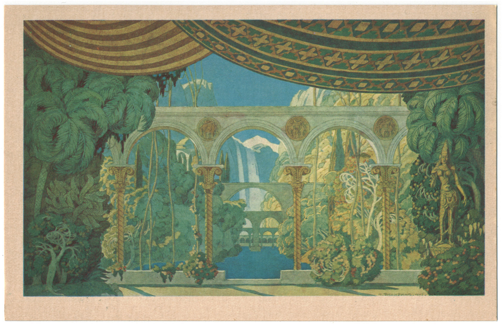 Ivan Bilibin Chernomor's Gardens. Sketches of Scenery for Mikhail Glinka's Ruslan and Ludmilla 1913 Fine Art Print