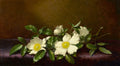 Martin Johnson Heade Cherokee Roses On A Purple Velvet Cloth 1894 Fine Art Print
