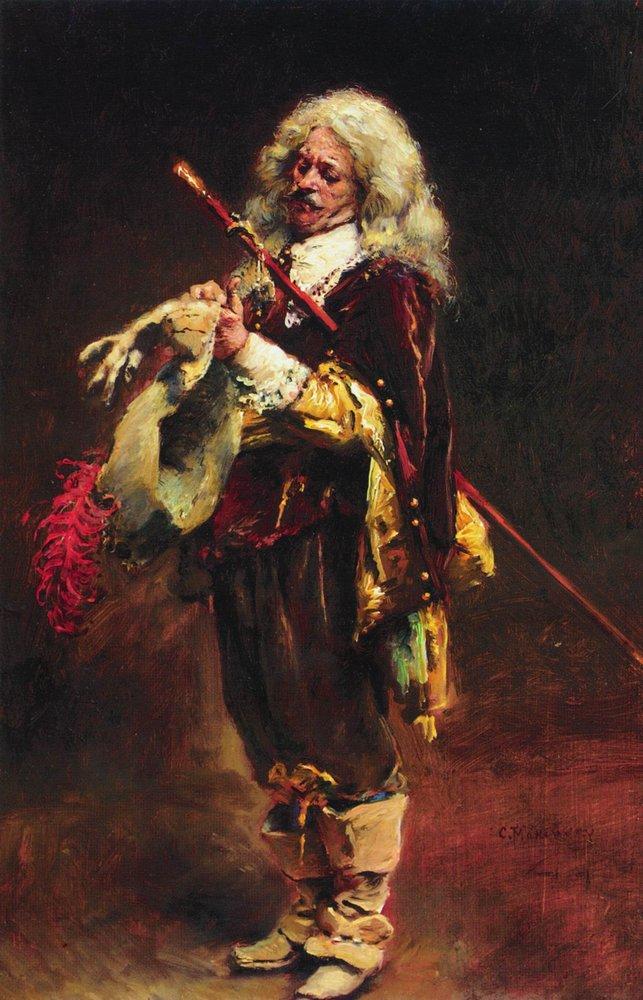 Konstantin Makovsky Chevalier, Arraying Gloves 1890 Fine Art Print