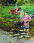 Nikolay Bogdanov Belsky Children-Fishermen 1941 Fine Art Print