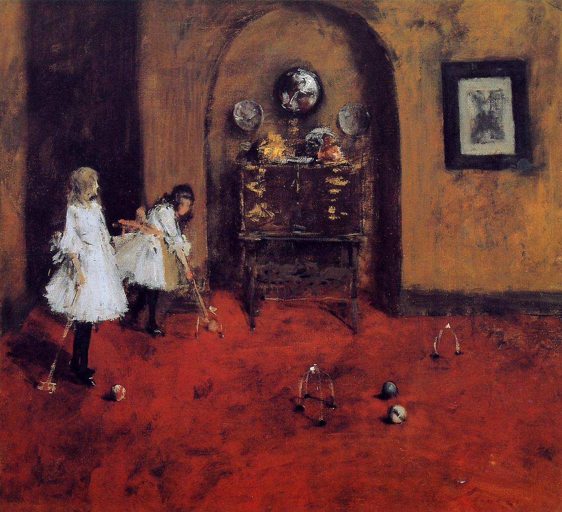 William Merritt Chase Children Playing Parlor Croquet (Sketch) 1888 Fine Art Print