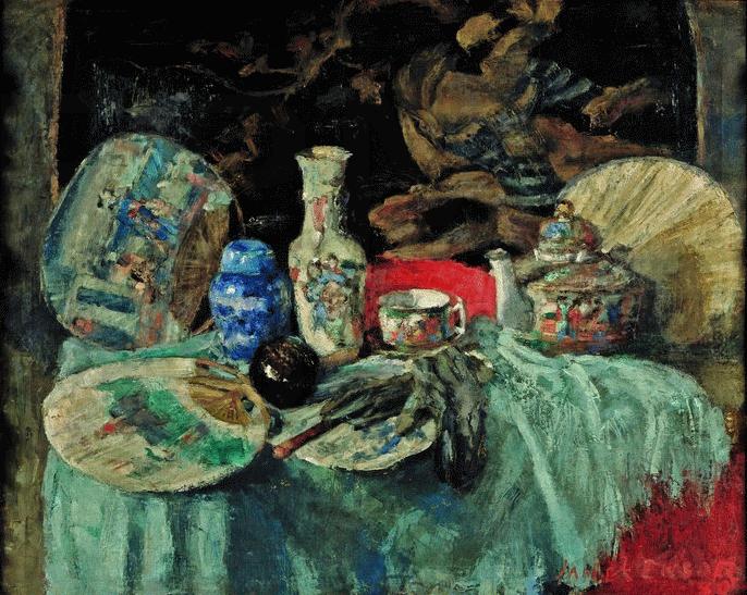 James Ensor Chinese Porcelain with Fans 1880 Fine Art Print