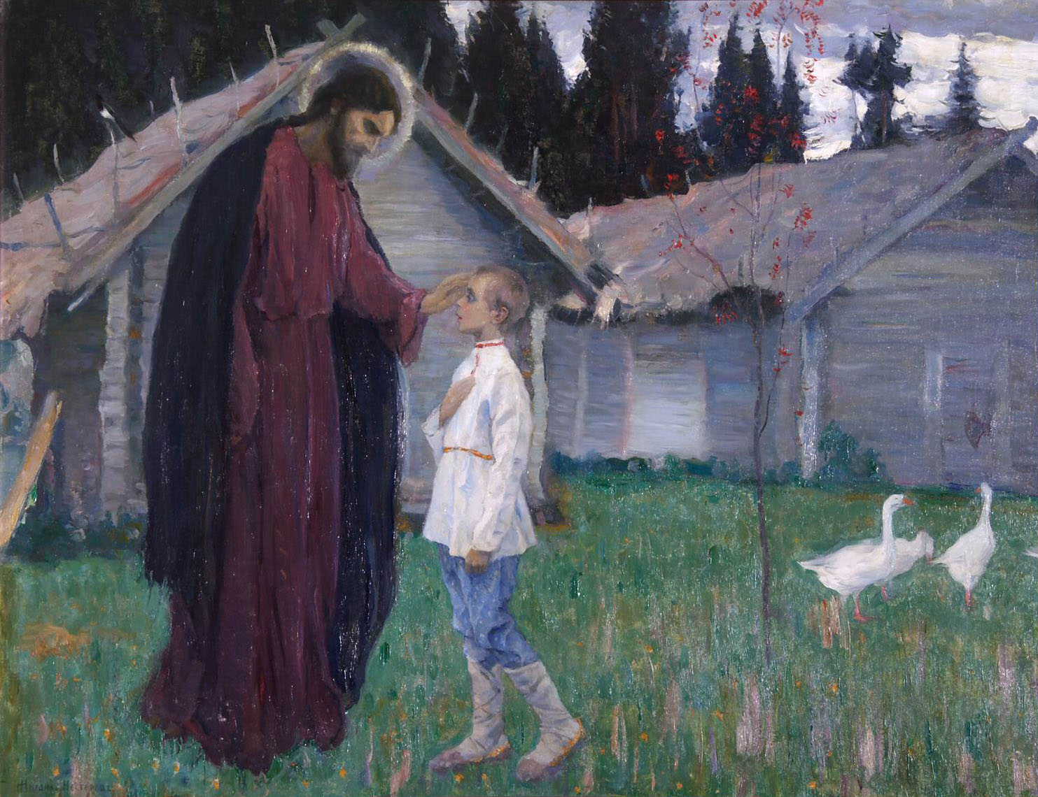Mikhail Nesterov Christ Blesses Bartholomew 1890 Fine Art Print