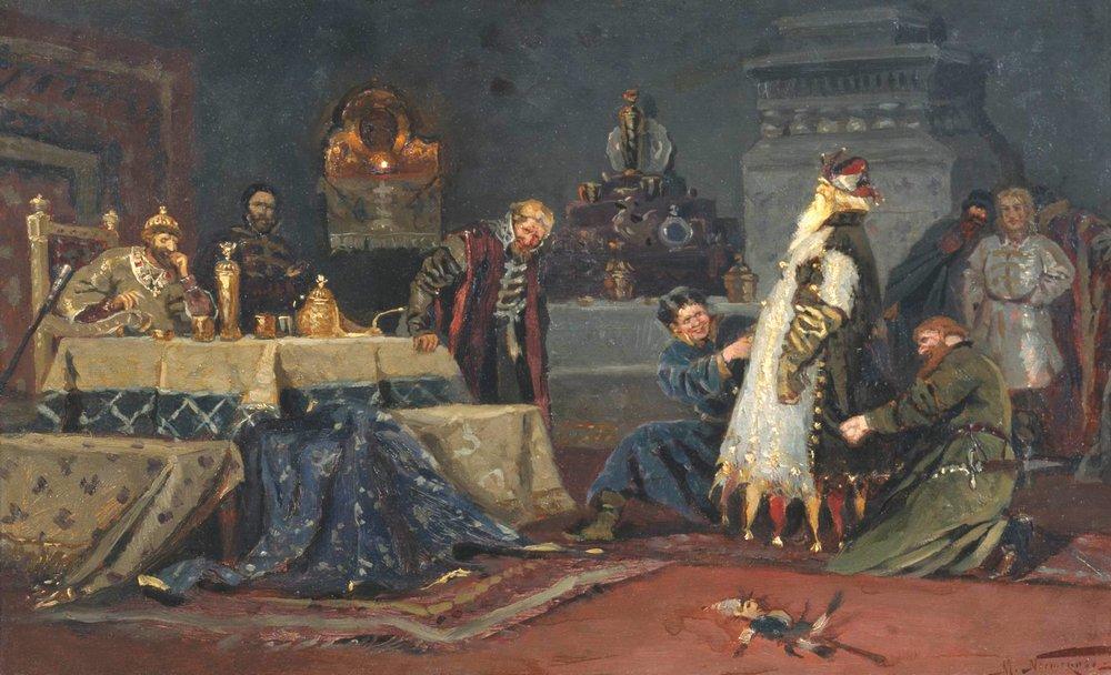 Mikhail Nesterov Clownish Coat. Boyar Morozov A. in front of Ivan the Terrible 1885 Fine Art Print