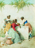 Konstantin Makovsky Conversation near the Spring 1905 Fine Art Print