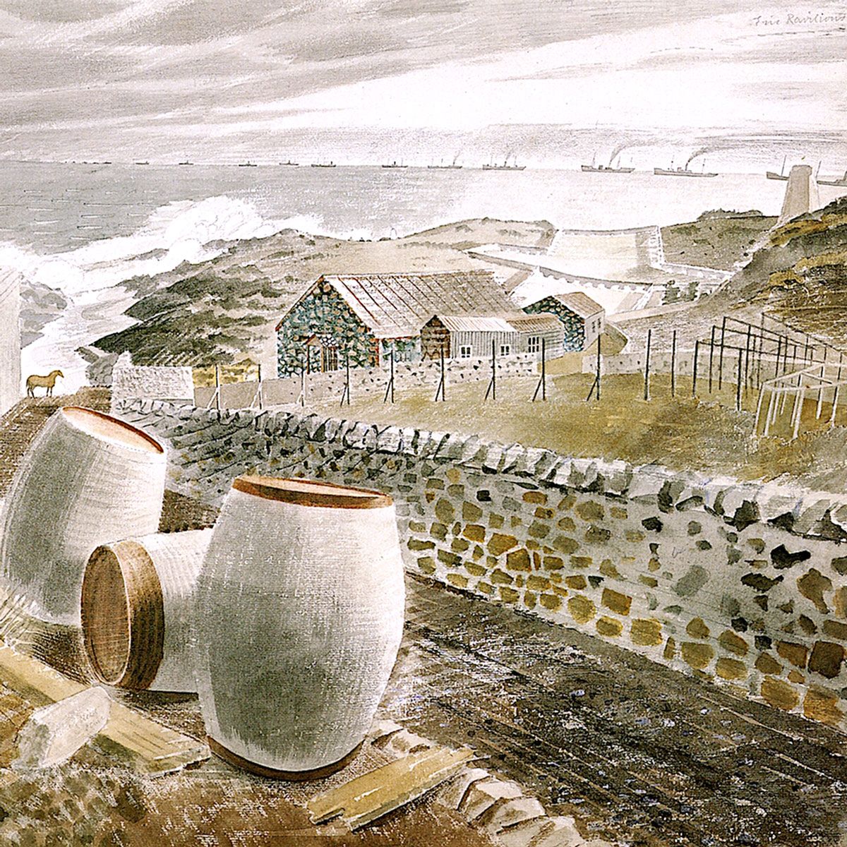 Eric Ravilious Convoy Passing An Island 1941 Fine Art Print