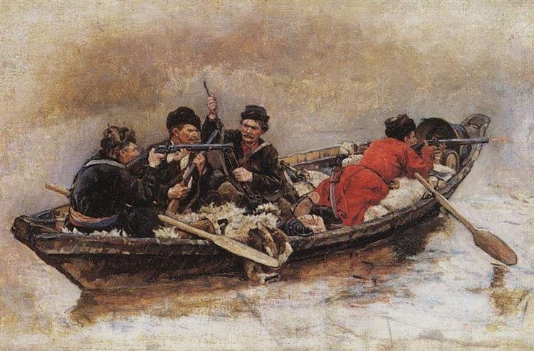 Vasily Surikov Cossacks in Boat (Study to "The Conquest of Siberia by Yermak") 1778 Fine Art Print