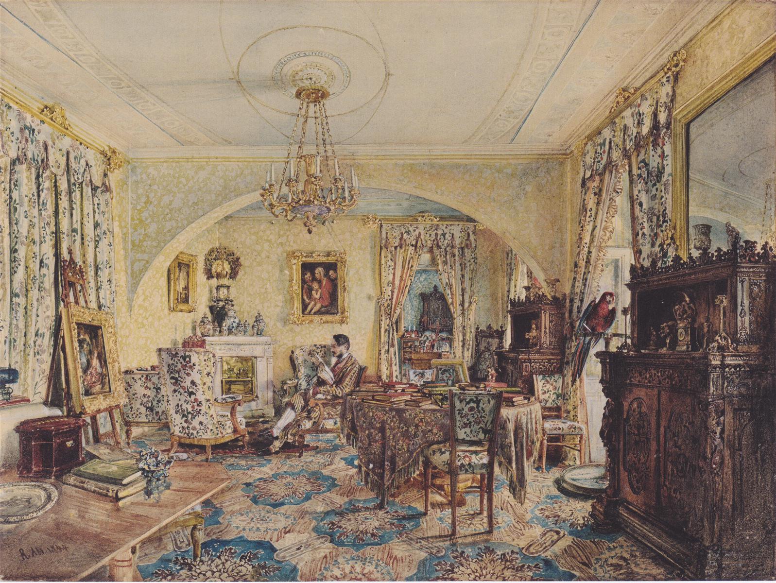 Rudolf von Alt Count Casimir Batthyány in his saloon at Castle Siklós 1844 Fine Art Print