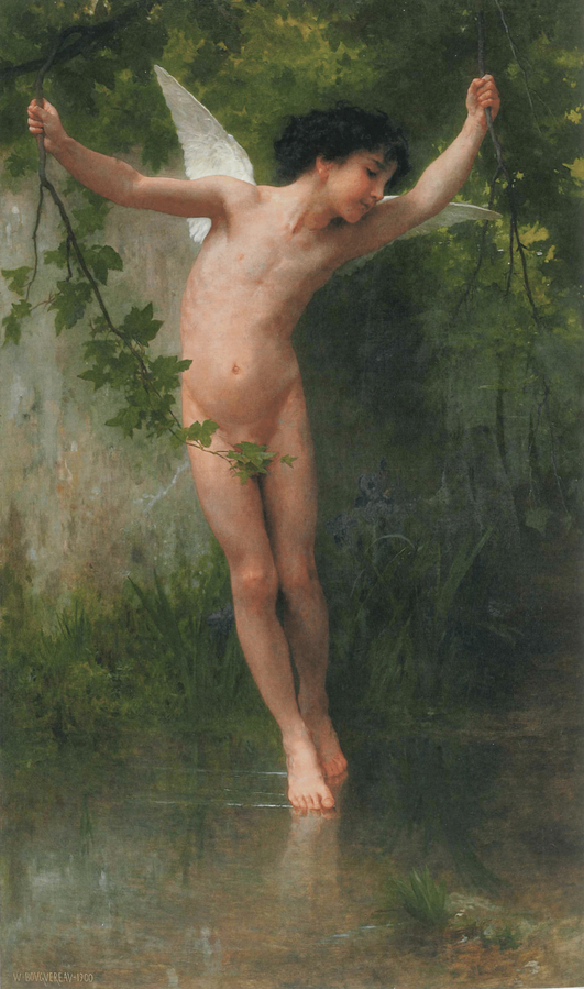 William-Adolphe Bouguereau Cupid flying over water 1900 Fine Art Print