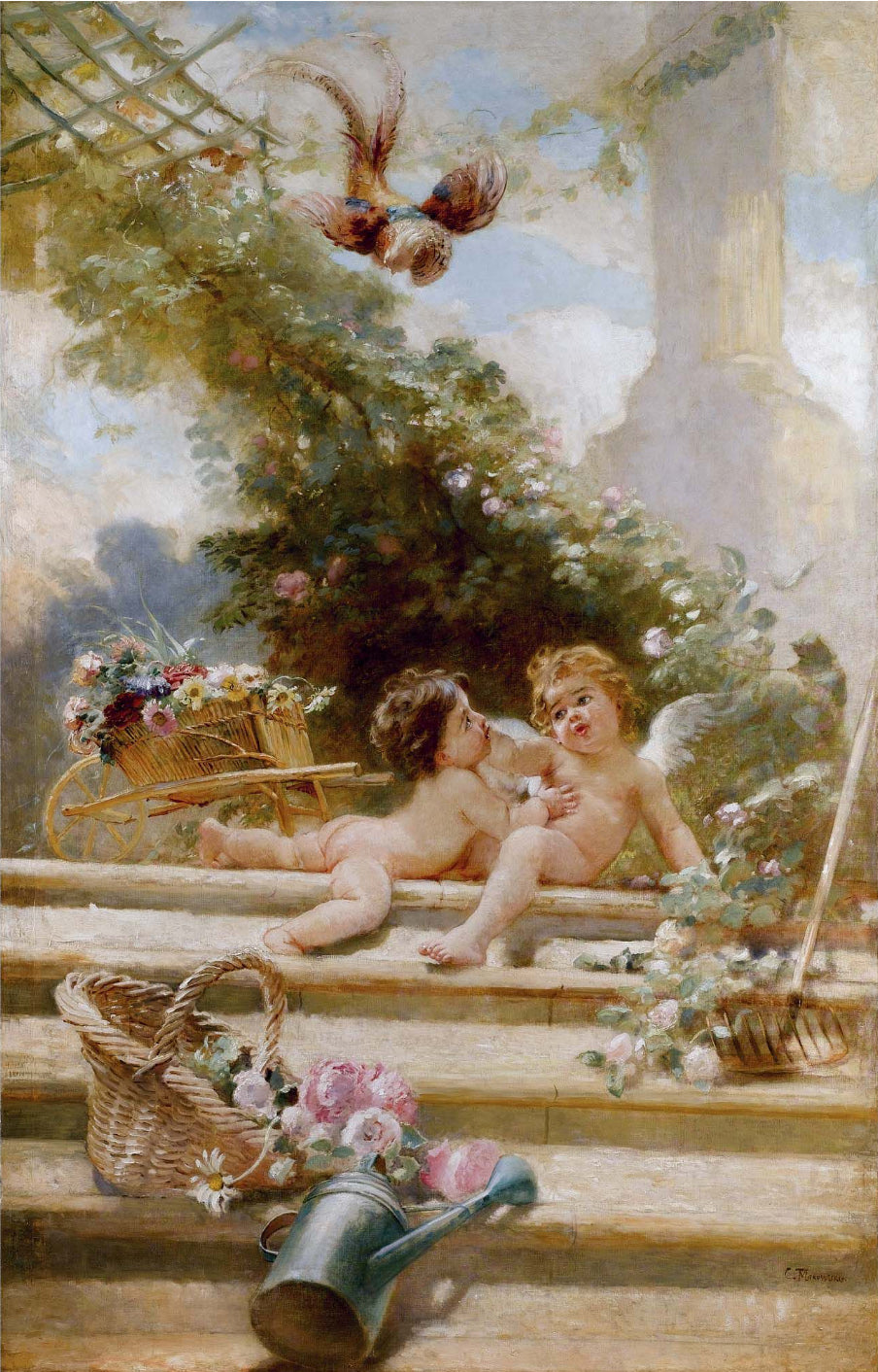 Konstantin Makovsky Cupid Gardeners 1905 Fine Art Print