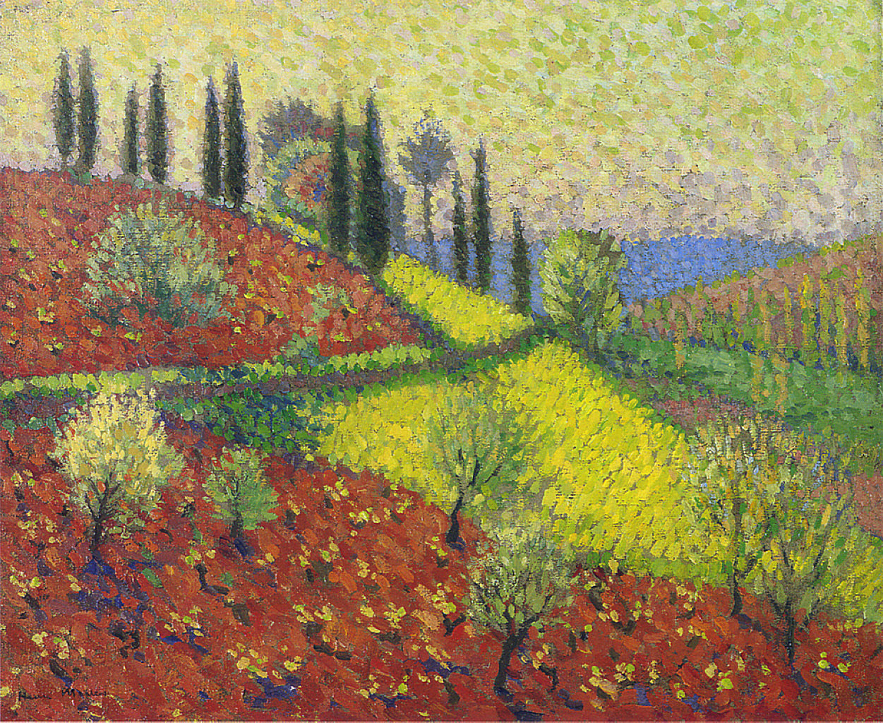Henri Martin Cyprus Trees on the Hill 1920 Fine Art Print