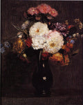 Henri Fantin-Latour Dahlias, Queens Daisies, Roses and Corn Flowers 1861 Fine Art Print