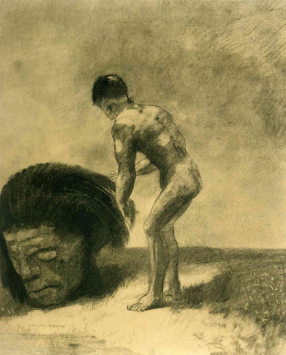 Odilon Redon David and Goliath 1875 Fine Art Print