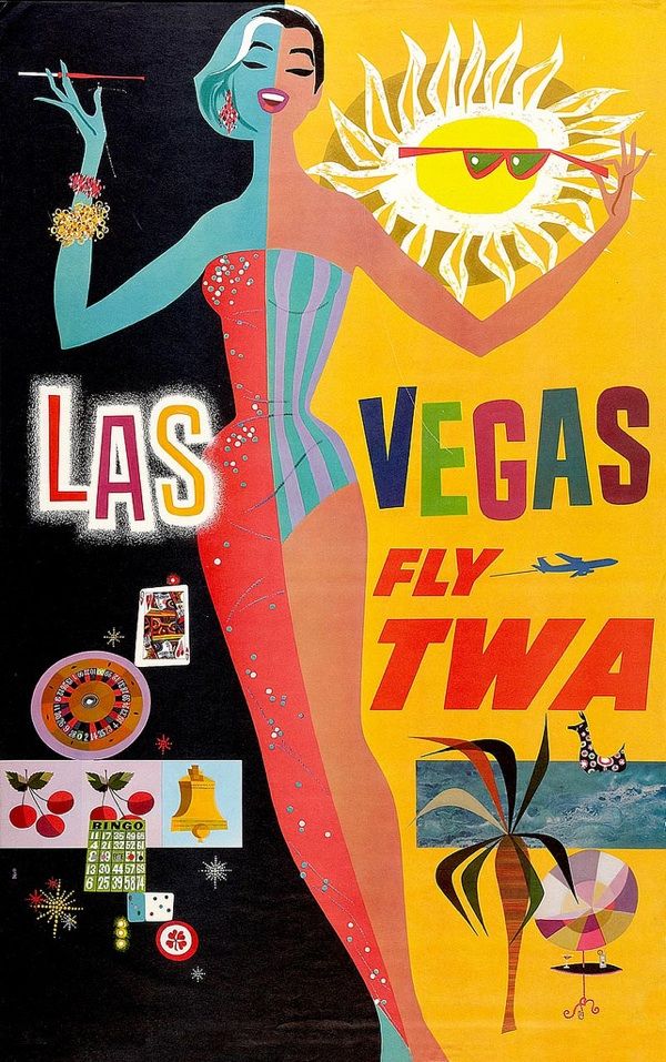 Visit Las Vegas Vintage Style Travel Poster Retro Nevada 1955 Fine Art Print