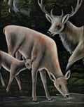 Niko Pirosmani Deer Family at Waterhole 1917 Fine Art Print