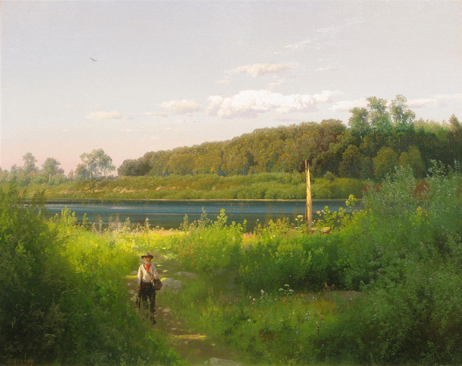 Hermann Ottomar Herzog Delaware Trout Fishing 1875 Fine Art Print