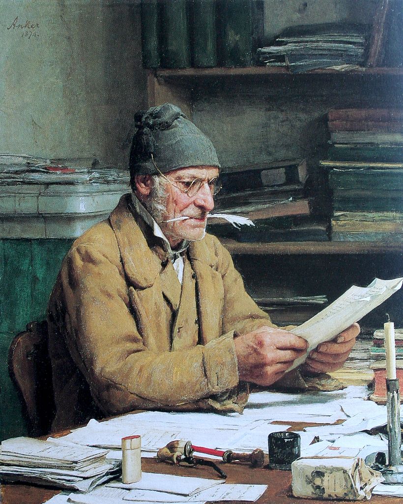Albrecht Anker The Parish Clerk 1874 Fine Art Print
