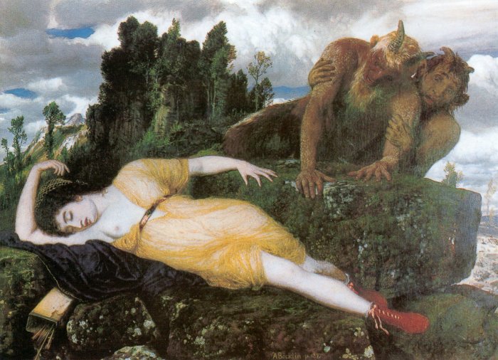 Arnold Böcklin Sleeping Diana Watched by Two Fauns 1877 Fine Art Print