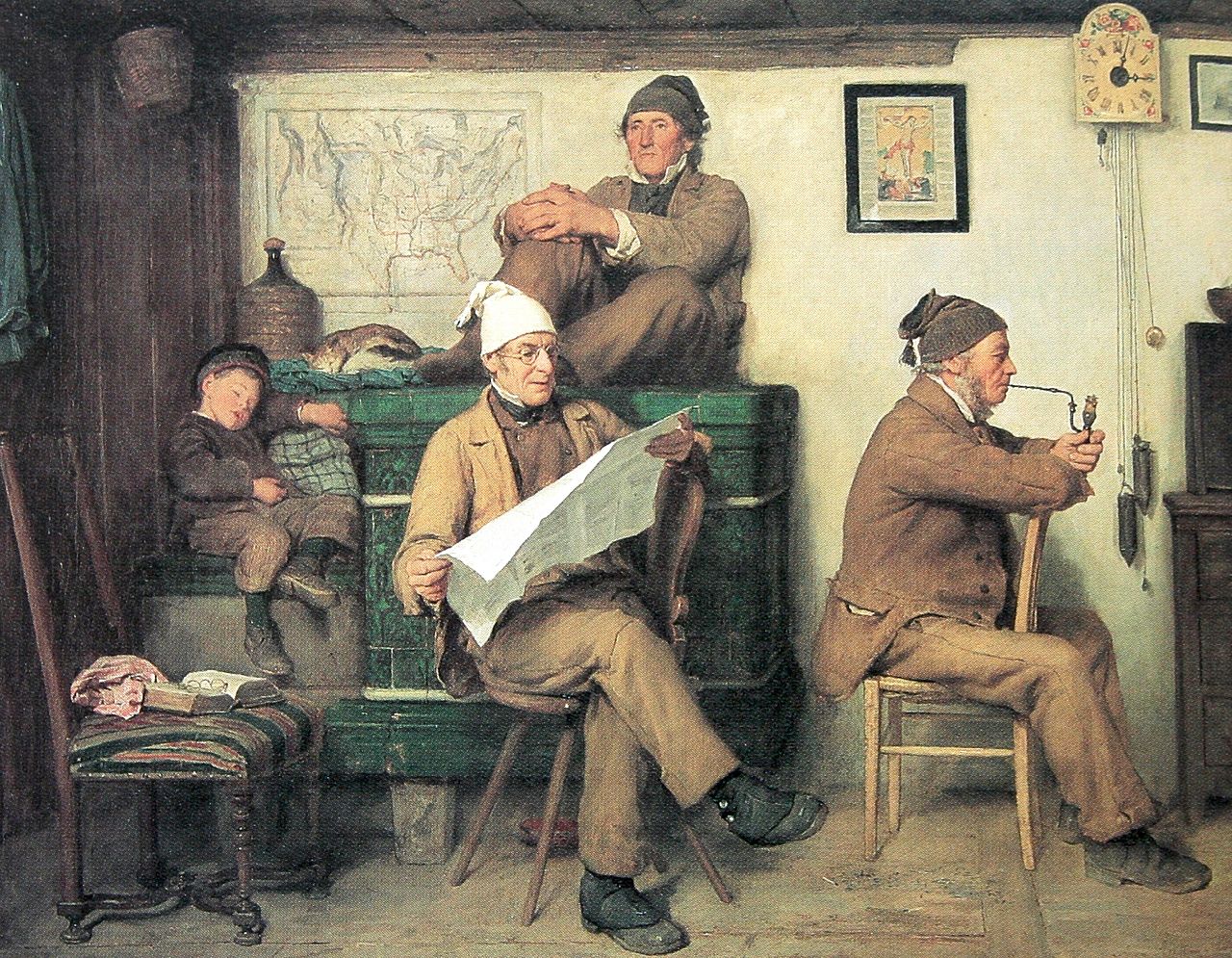 Albrecht Anker The Farmers and the Newspaper 1867 Fine Art Print