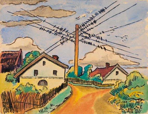 Max Pechstein Die Schwalben Sammeln Sich (Ückeritz i. Pommern) 1949 Fine Art Print