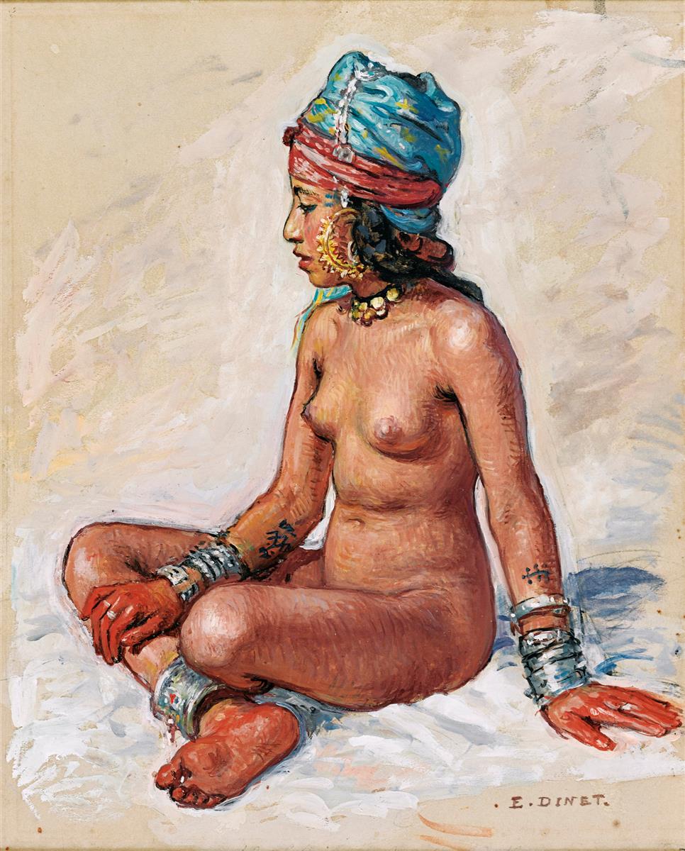 Nasreddine Dinet Bather In The Palm Grove 1916 Fine Art Print