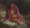 Nasreddine Dinet Under The Pink Laurels 1907 Fine Art Print