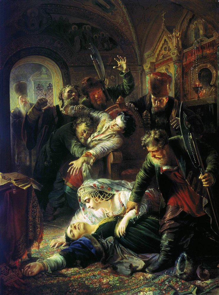 Konstantin Makovsky Dmitri the Pretender's Agents Murder the Son of Boris Godunov 1862 Fine Art Print