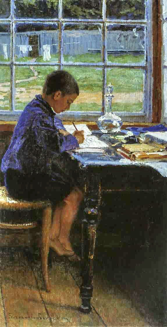 Nikolay Bogdanov Belsky Doing the Lessons 1910 Fine Art Print
