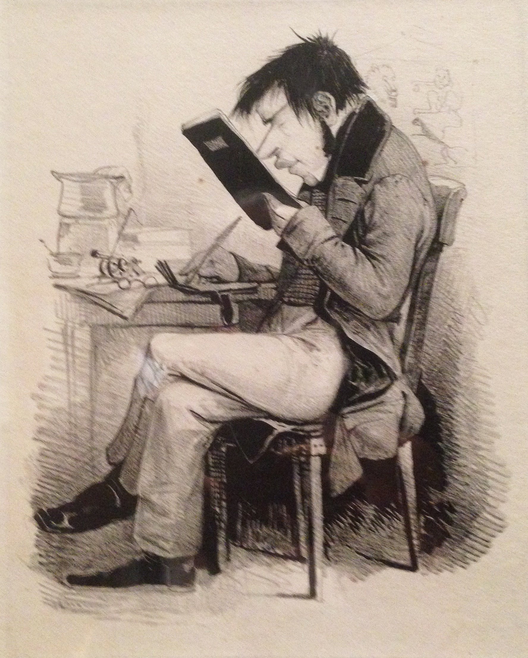 Andreas Achenbach Caricature of the Short-Sighted Editor of the Düsseldorfer Zeitung Dr. Heinemann 1849 Fine Art Print