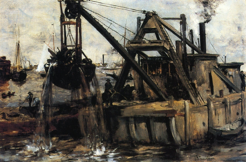 John Henry Twachtman Dredging in the East River 1880 Fine Art Print