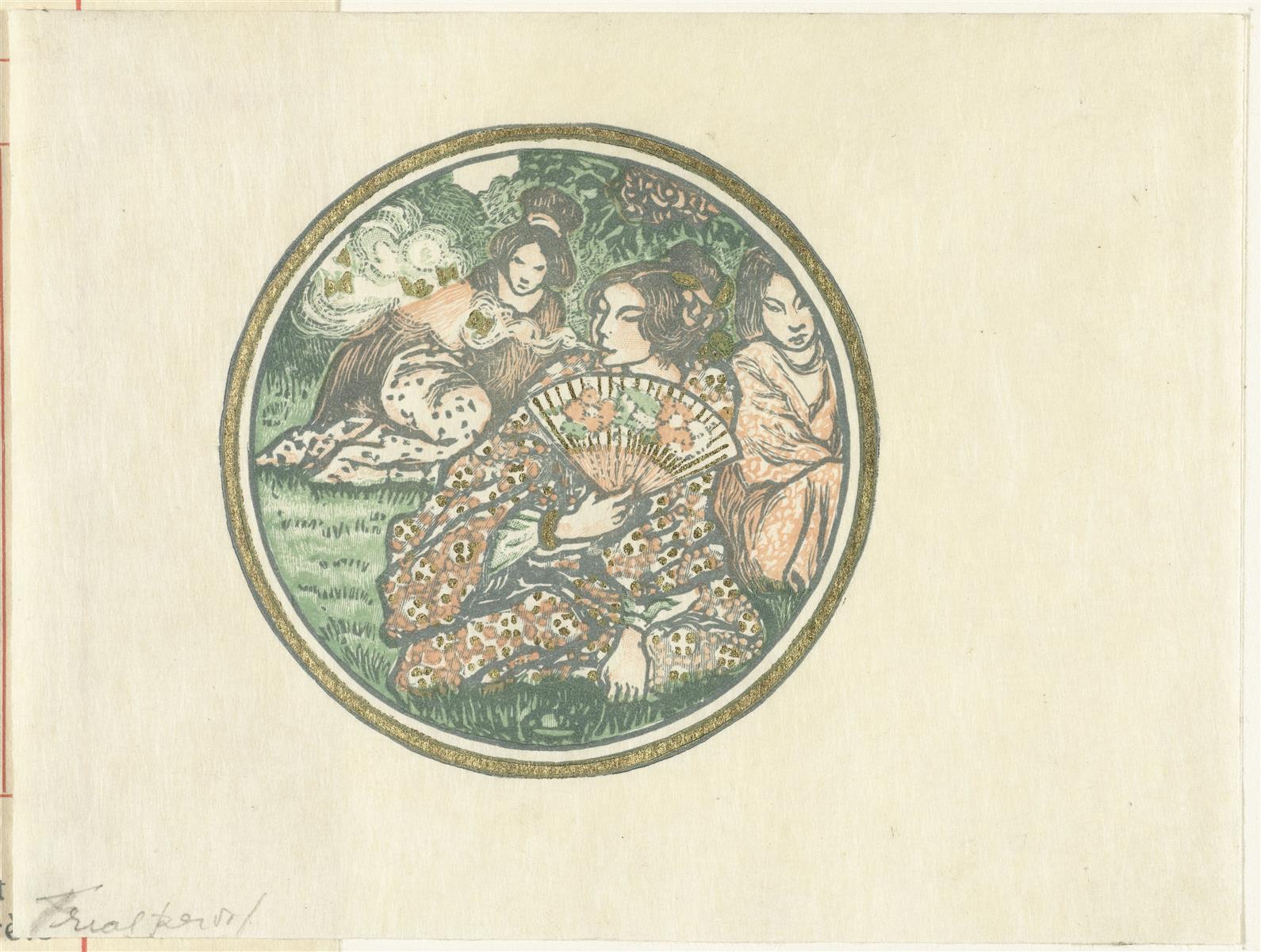 Lucien Pissarro Drie Japanse Vrouwen in Een Tuin 1911 Fine Art Print