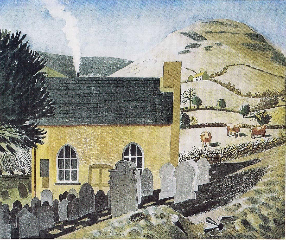 Eric Ravilious DUKE OF HEREFORDS KNOB & BAPTIST CHAPEL AT CAPEL-Y-FFIN 1938 Fine Art Print
