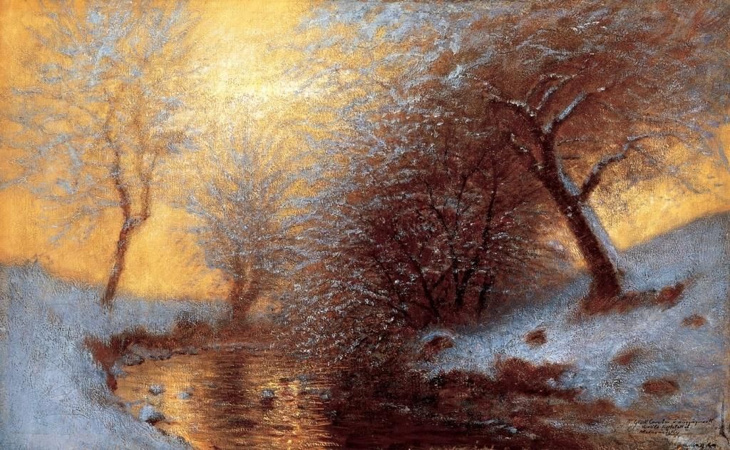 Laszlo Mednyanszky Brookside in Winter 1880 Fine Art Print