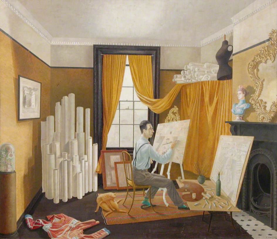 Eric Ravilious Edward Bawden Working in His Studio 1930 Fine Art Print